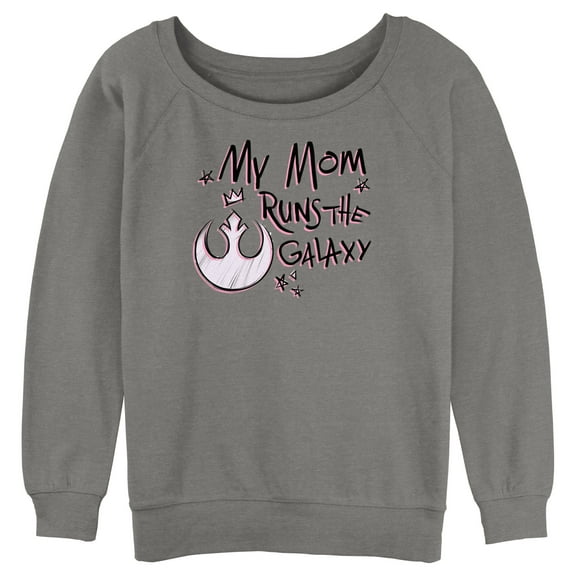 Junior's Star Wars Mother's Day Mom Runs Galaxy  Sweatshirt Gray Heather Large