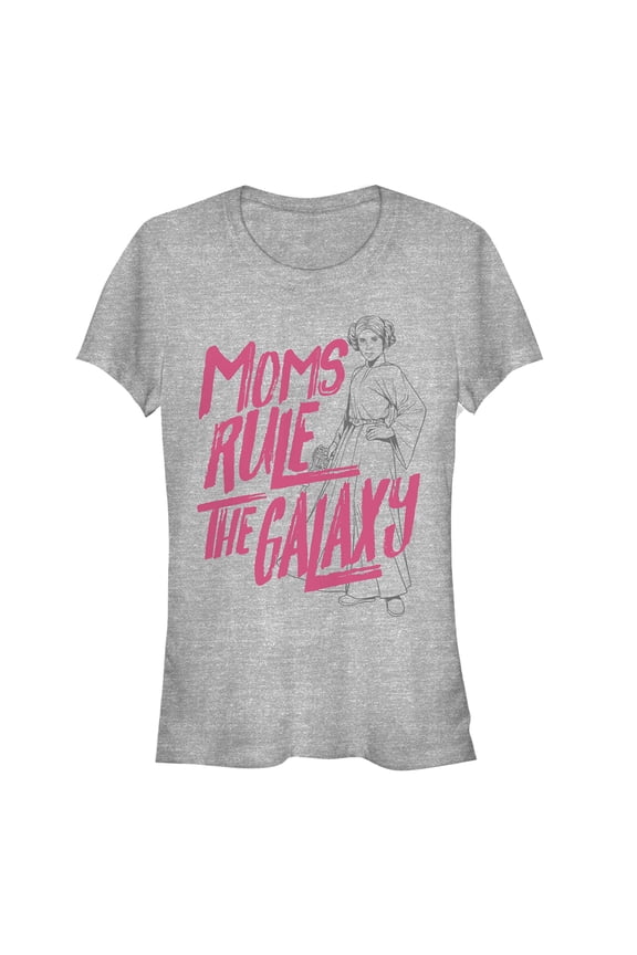 Junior's Star Wars Mother's Day Moms Rule the Galaxy Graphic Tee Athletic Heather Medium