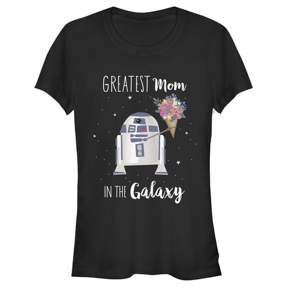 Junior's Star Wars Mother's Day R2-D2 Greatest Mom in the Galaxy Graphic Tee Black Medium