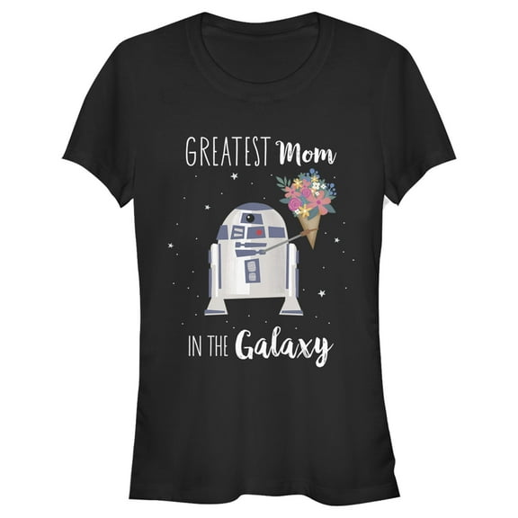 Junior's Star Wars Mother's Day R2-D2 Greatest Mom in the Galaxy Graphic Tee Black Small