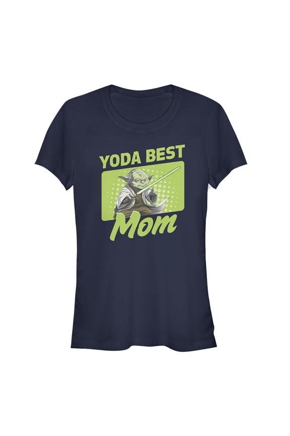 Junior's Star Wars Mother's Day Yoda Best Mom Graphic Tee Navy Blue Large