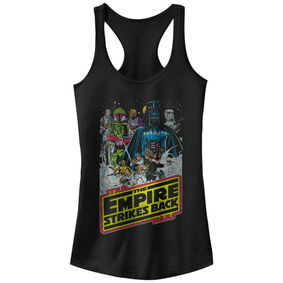Junior's Star Wars Movie Poster Racerback Tank Top Black Small