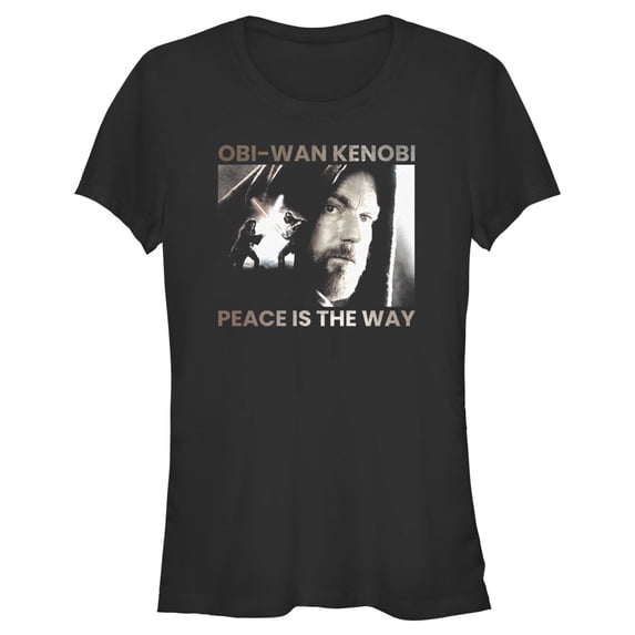 Junior's Star Wars: Obi-Wan Kenobi Darth Vader vs Kenobi Peace is the Way Graphic Tee Black Large