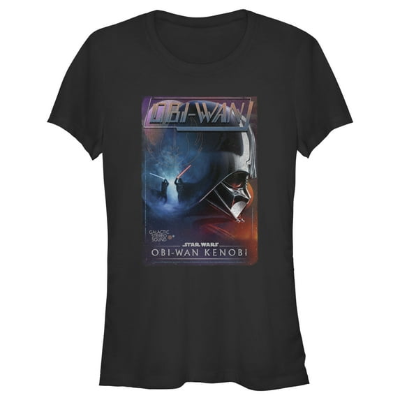 Junior's Star Wars: Obi-Wan Kenobi Darth Vader vs Kenobi Vintage VHS Cassette Graphic Tee Black X Large