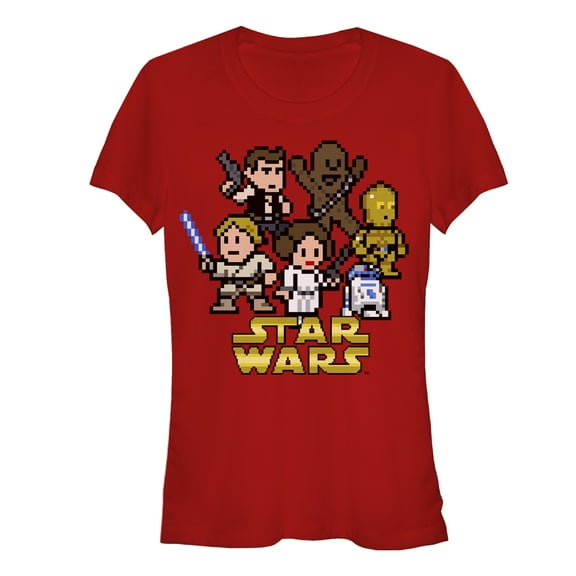 Junior's Star Wars Pixel Classic Rebels  Graphic Tee Red Large