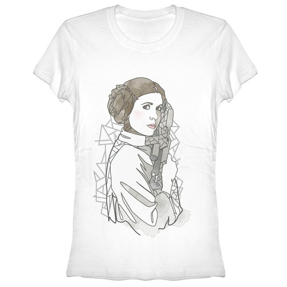 Junior's Star Wars Princess Leia Art Graphic Tee White Medium