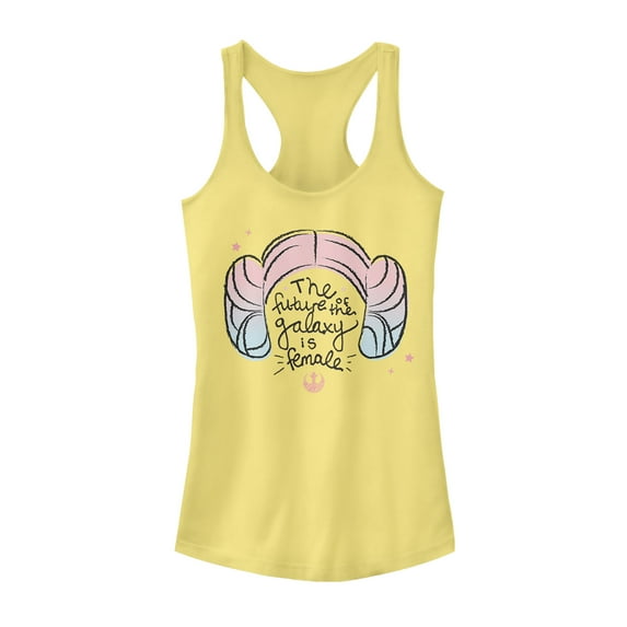 Junior's Star Wars Princess Leia Future Galaxy is Female Racerback Tank Top Banana Medium
