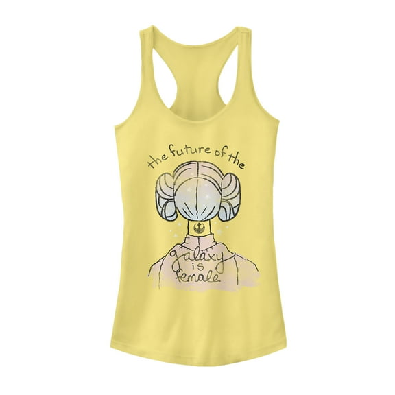 Junior's Star Wars Princess Leia Future is Female Racerback Tank Top Banana 2X Large