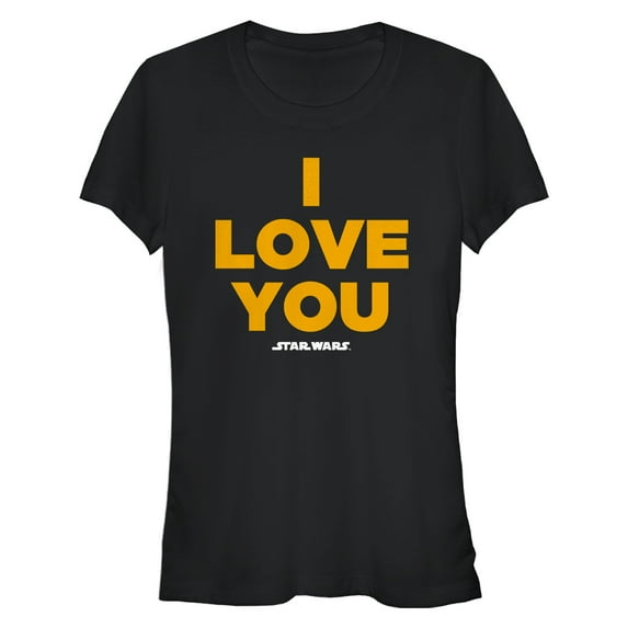Junior's Star Wars Princess Leia I Love You Graphic Tee Black Medium