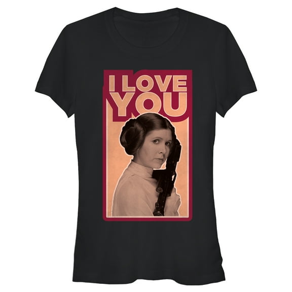 Junior's Star Wars Princess Leia Quote I Love You  Graphic Tee Black Large
