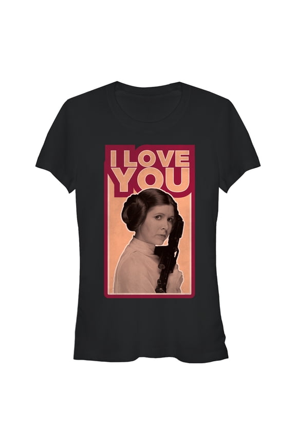 Junior's Star Wars Princess Leia Quote I Love You Graphic Tee Black Large