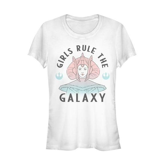 Junior's Star Wars Queen Amidala Rule Galaxy  Graphic Tee White Medium
