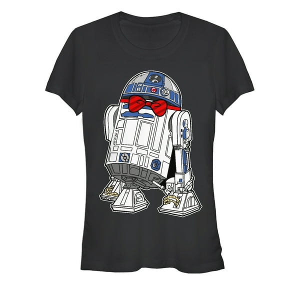 Junior's Star Wars R2-D2 Bowtie Graphic Tee Black Small
