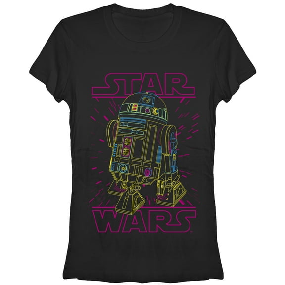 Junior's Star Wars R2-D2 Lines Graphic Tee Black Medium