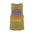 thumbnail image 1 of Junior's Star Wars Rainbow Repeat Logo Festival Muscle Graphic Tee Gold Heather 2X Large, 1 of 3