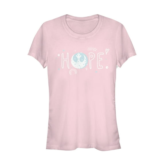 Junior's Star Wars Rebel Hope Symbol  Graphic Tee Light Pink Small