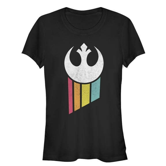 Junior's Star Wars Rebel Rainbow Emblem  Graphic Tee Black 2X Large