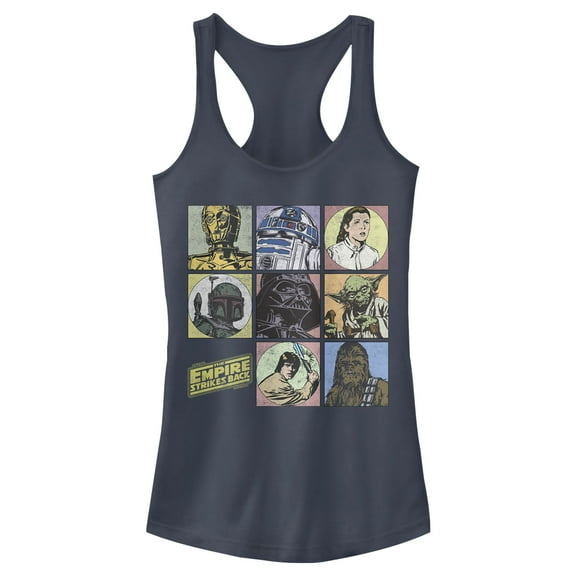 Junior's Star Wars Retro Character Grid  Racerback Tank Top Indigo Small