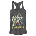 thumbnail image 1 of Junior's Star Wars Retro Character Line-Up  Racerback Tank Top Charcoal 2X Large, 1 of 3