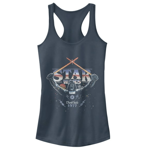 Junior's Star Wars Retro Vader Lightsaber X Racerback Tank Top Indigo X Large