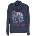 thumbnail image 1 of Junior's Star Wars Rogue One Retro Rebel Print  Cowl Neck Sweatshirt Navy Blue Large, 1 of 3