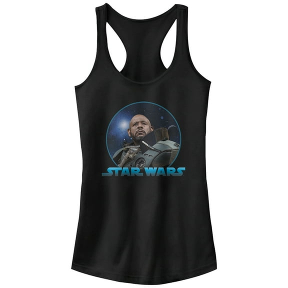 Junior's Star Wars Rogue One Saw Gerrera Star  Racerback Tank Top Black X Large