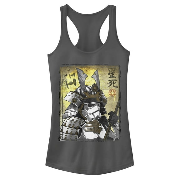 Junior's Star Wars Samurai Stormtrooper Racerback Tank Top Charcoal 2X Large