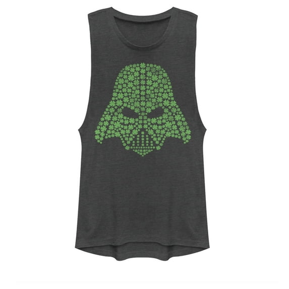 Junior's Star Wars Shamrock Darth Vader Festival Muscle Graphic Tee Charcoal X Large