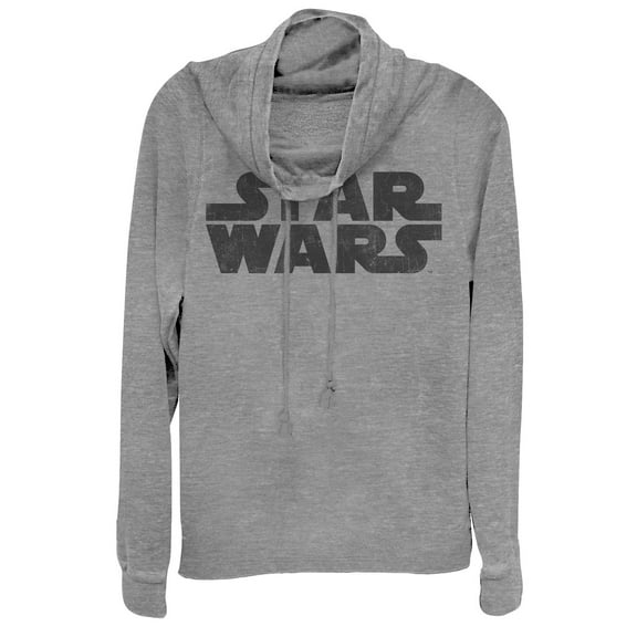 Junior's Star Wars Simple Logo  Cowl Neck Sweatshirt Gray Heather Small