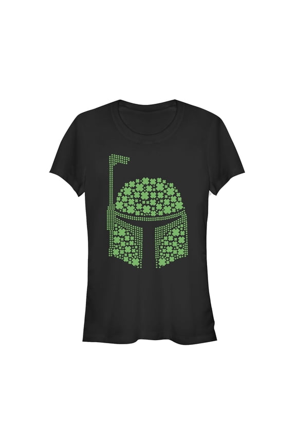 Junior's Star Wars St. Patrick's Boba Fett Clover Graphic Tee Black Small