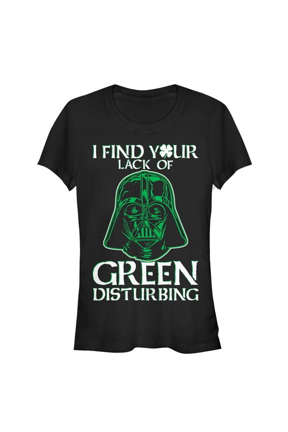 Junior's Star Wars St. Patrick's Day Vader Lack of Clover Graphic Tee Black Medium
