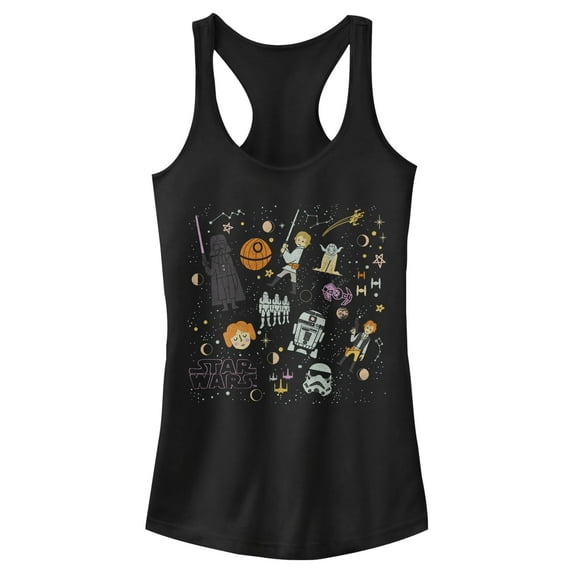 Junior's Star Wars Starry Character Collection Racerback Tank Top Black Small