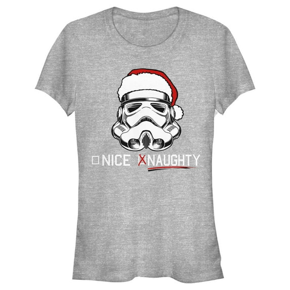 Junior's Star Wars Stormtrooper Naughty List Graphic Tee Athletic Heather Large