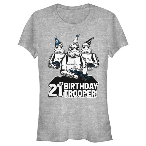 Junior's Star Wars Stormtrooper Party Hats Trio 21st Birthday Trooper Graphic Tee Athletic Heather Medium