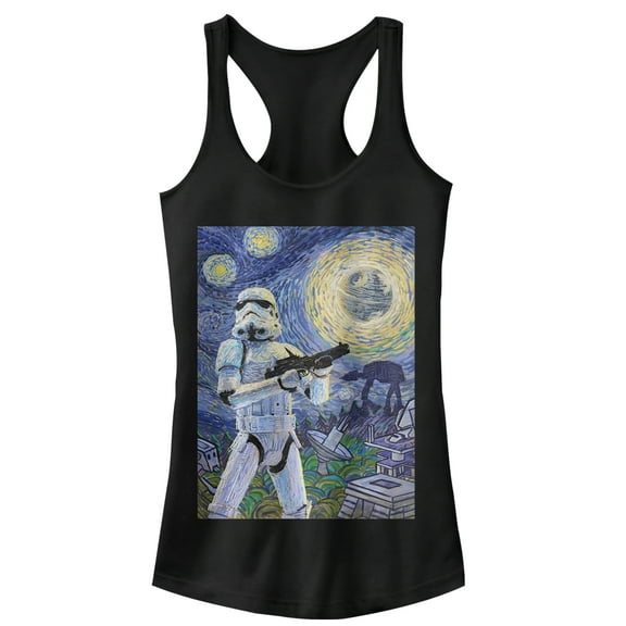 Junior's Star Wars Stormtrooper Starry Night Racerback Tank Top Black Large