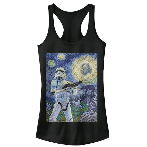 Junior's Star Wars Stormtrooper Starry Night Racerback Tank Top Black Small