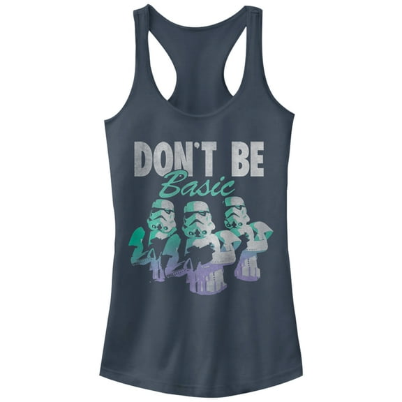 Junior's Star Wars Stormtroopers Don't Be Basic  Racerback Tank Top Indigo Large