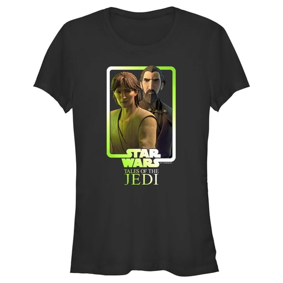 Junior's Star Wars: Tales of the Jedi Count Dooku and Qui-Gon Jinn Duo Graphic Tee Black X Large