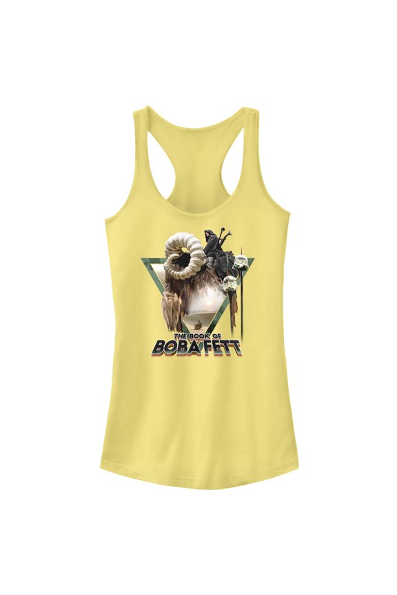 Junior's Star Wars: The Book of Boba Fett Bantha Ride Boba Racerback Tank Top Banana X Large