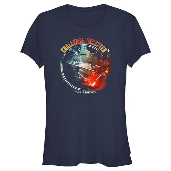 Junior's Star Wars: The Book of Boba Fett Challenge Accepted This is the Way Graphic Tee Navy Blue Large