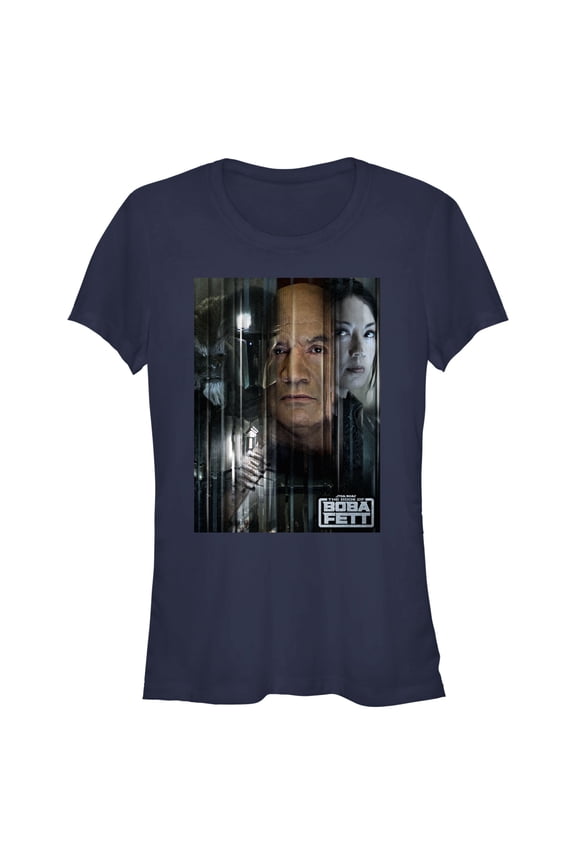 Junior's Star Wars: The Book of Boba Fett Faces Of Heroes On Tatooine Graphic Tee Navy Blue 2X Large