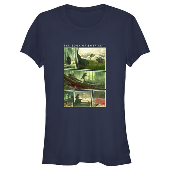 Junior's Star Wars: The Book of Boba Fett Grogu Force Training With Luke Skywalker  Graphic Tee Navy Blue Medium