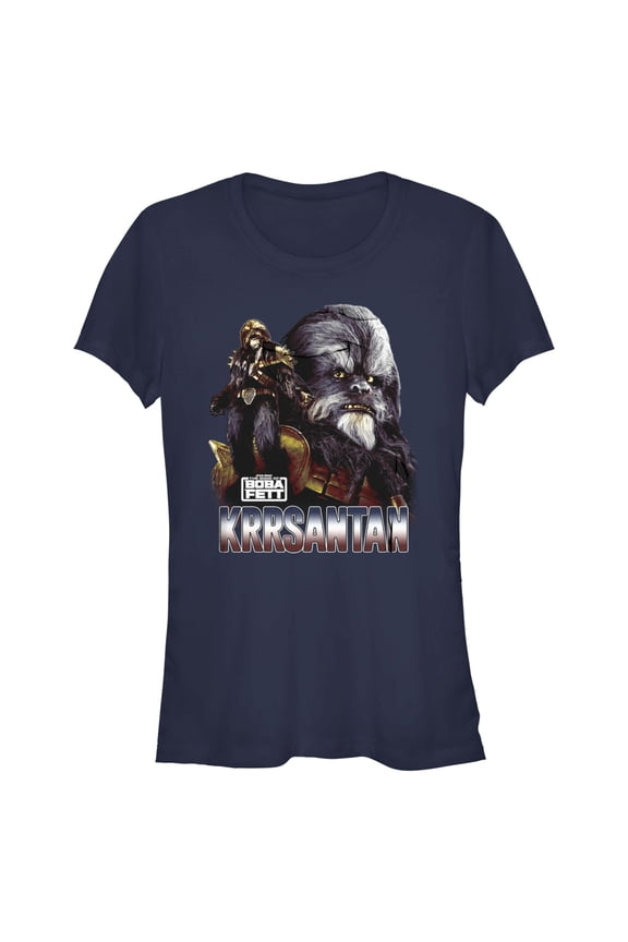 Junior's Star Wars: The Book of Boba Fett Krrsantan the Wookiee The Twins Protector Graphic Tee Navy Blue Small