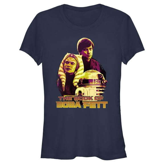 Junior's Star Wars: The Book of Boba Fett R2-D2, Skywalker, Tano Old Friends  Graphic Tee Navy Blue X Large