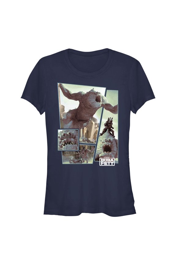 Junior's Star Wars: The Book of Boba Fett Rancor Attack Graphic Tee Navy Blue 2X Large
