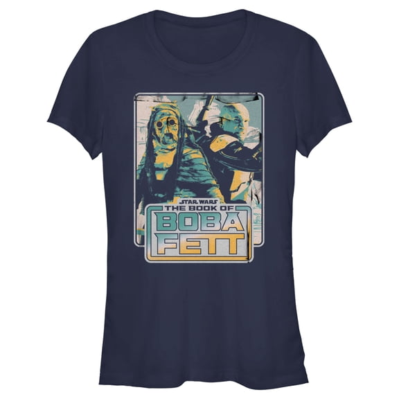 Junior's Star Wars: The Book of Boba Fett Tatooine Survivors Graphic Tee Navy Blue Medium