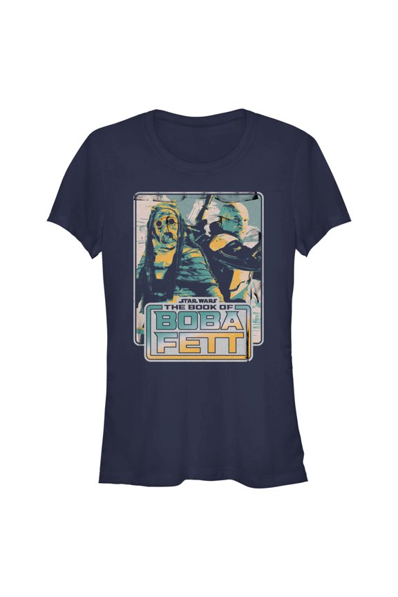 Junior's Star Wars: The Book of Boba Fett Tatooine Survivors Graphic Tee Navy Blue Medium