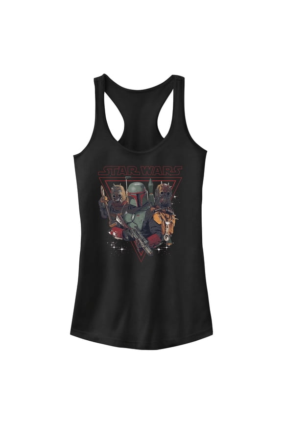 Junior's Star Wars: The Book of Boba Fett Tusken Raiders and Boba Bounty Hunters Racerback Tank Top Black X Large