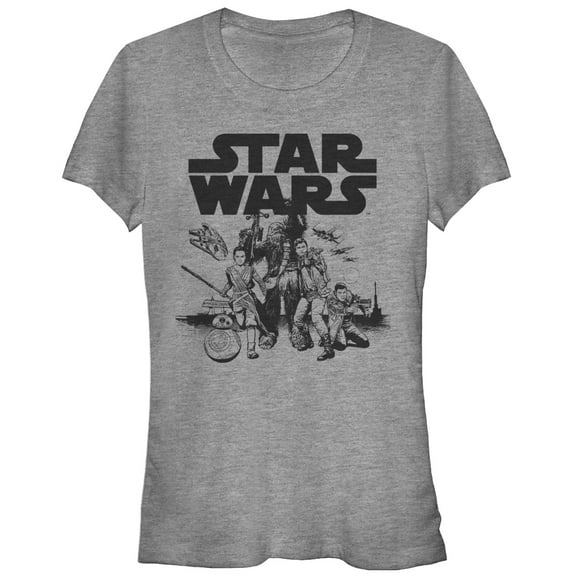 Junior's Star Wars The Force Awakens Attack  Graphic Tee Athletic Heather 2X Large