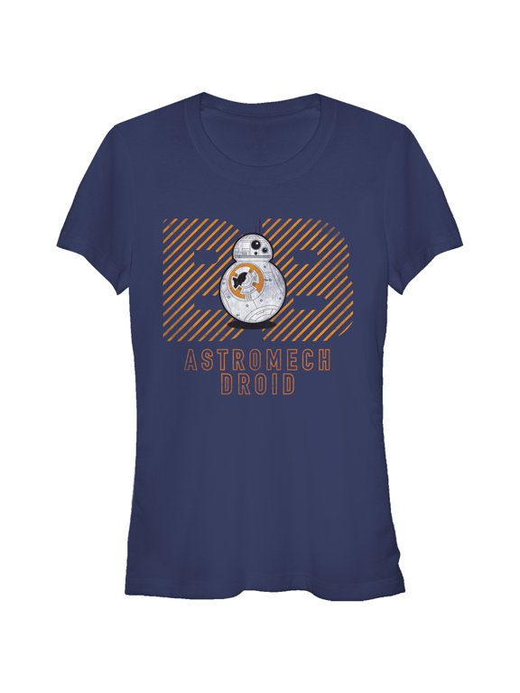 Junior's Star Wars The Force Awakens BB-8 Astromech Droid Distressed Graphic Tee Navy Blue 2X Large